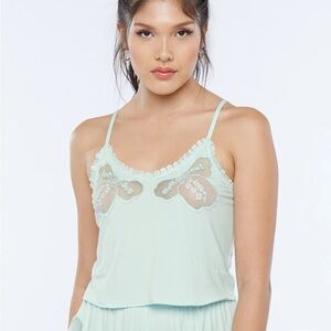 Savage X Fenty A Peek Behind The Lace Light Blue Green Tank Top Cami